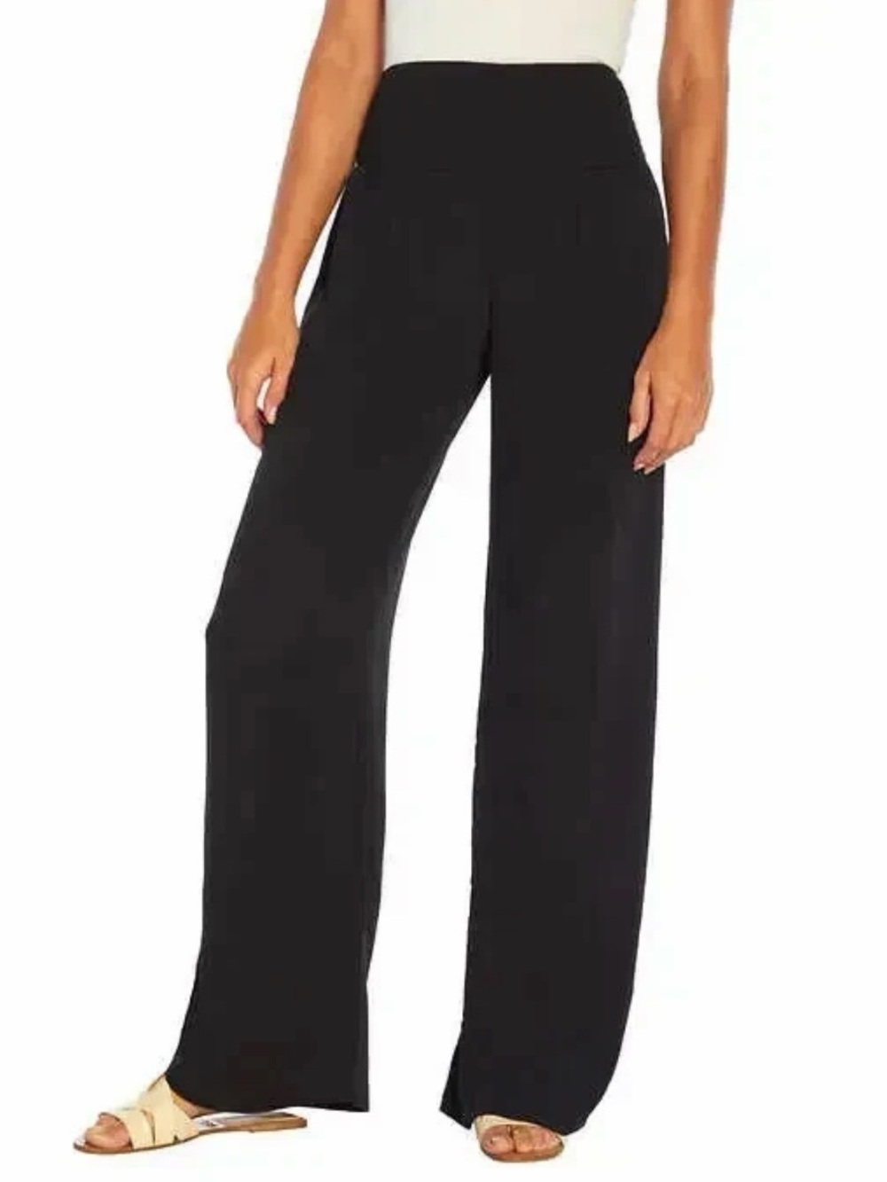 Three Dots Women's Wide-Leg Pull-On Pants, Black, Size S